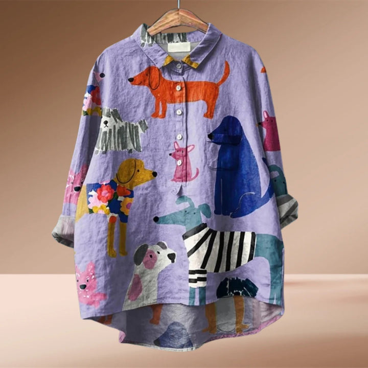 Laluna - Dog Print Blouse