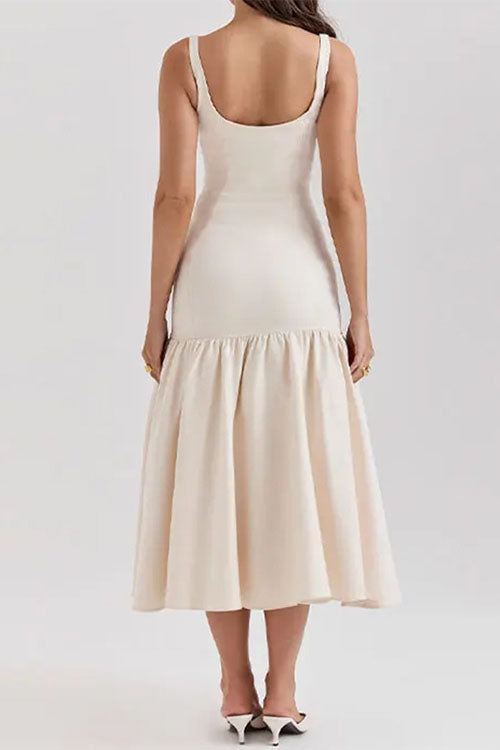 Mirabel - Sleeveless U-Neck Ruffle Bodycon Midi Dress