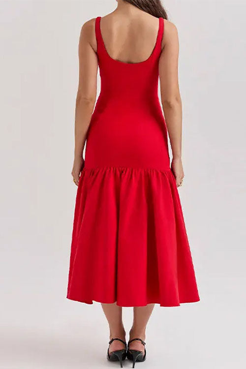Mirabel - Sleeveless U-Neck Ruffle Bodycon Midi Dress