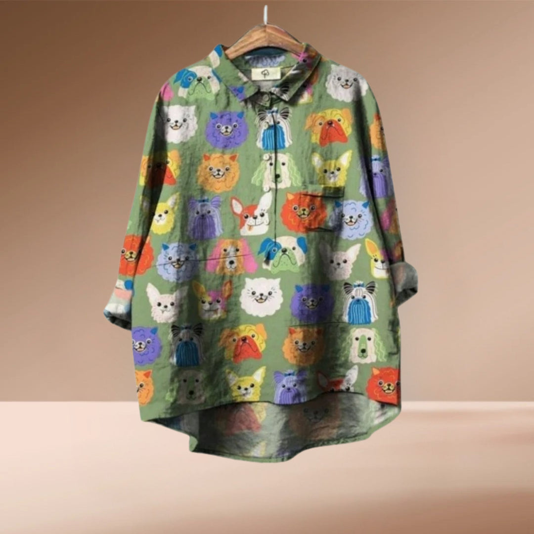 Laluna - Dog Print Blouse