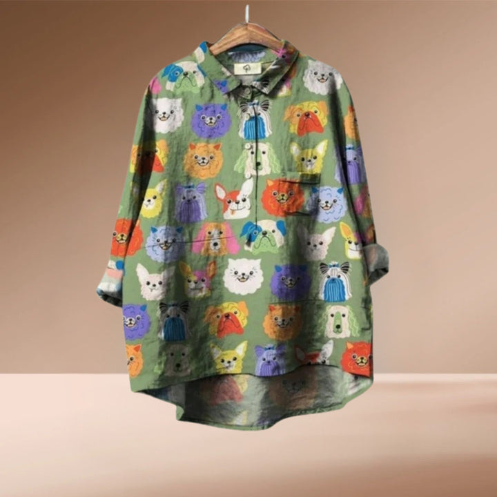 Laluna - Dog Print Blouse