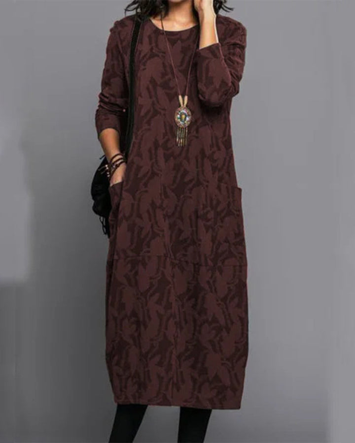 Freya - Long sleeve pocket dress with print