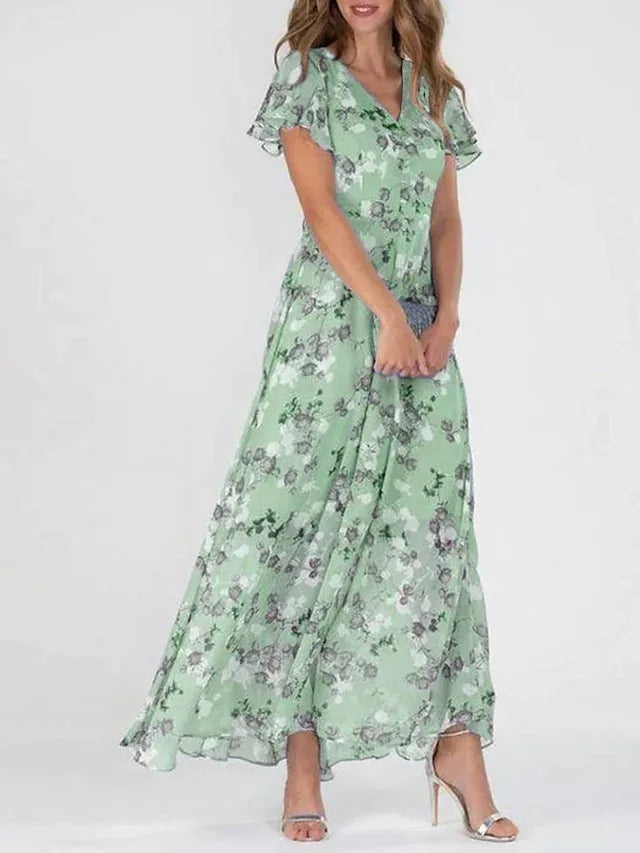 Anette | Floral Dress with Ruffle Sleeves