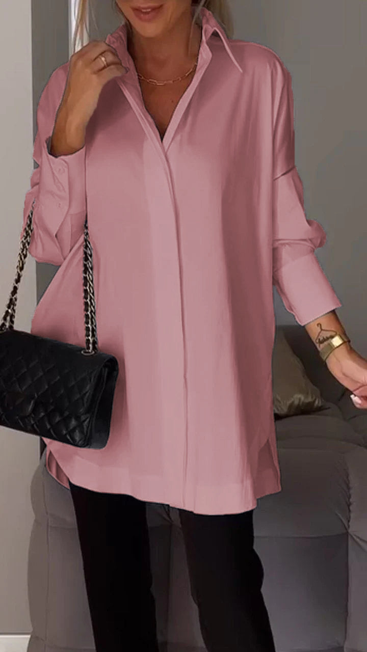 Danielle - White Lapel Dress Shirt