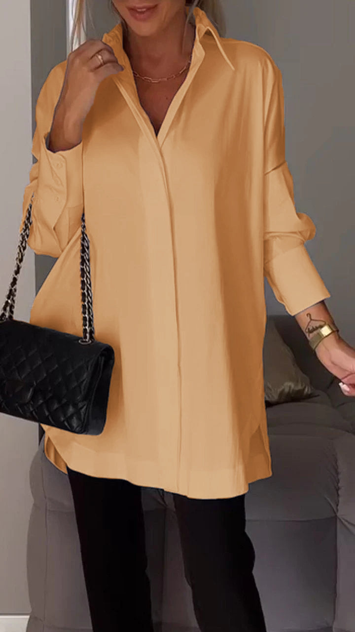 Danielle - White Lapel Dress Shirt