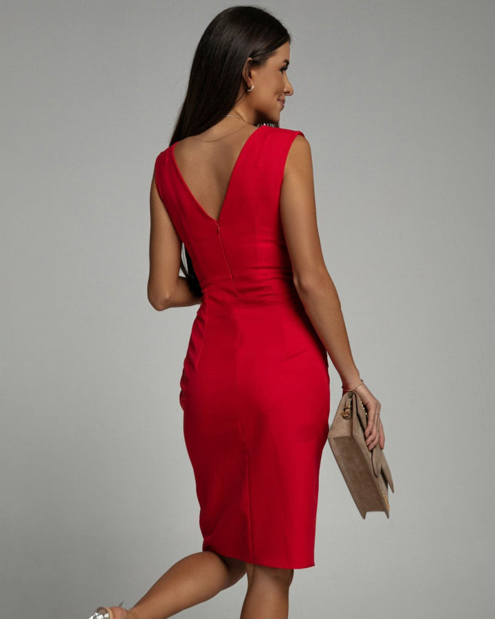 LUXE | Fitted V-Neck Dress with Slit