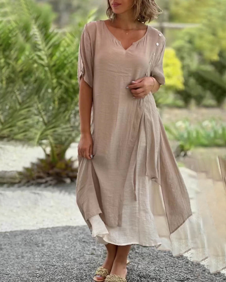 Caroline - Short Sleeve Asymmetric Dress