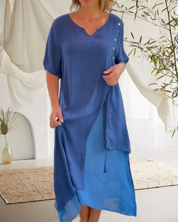 Caroline - Short Sleeve Asymmetric Dress