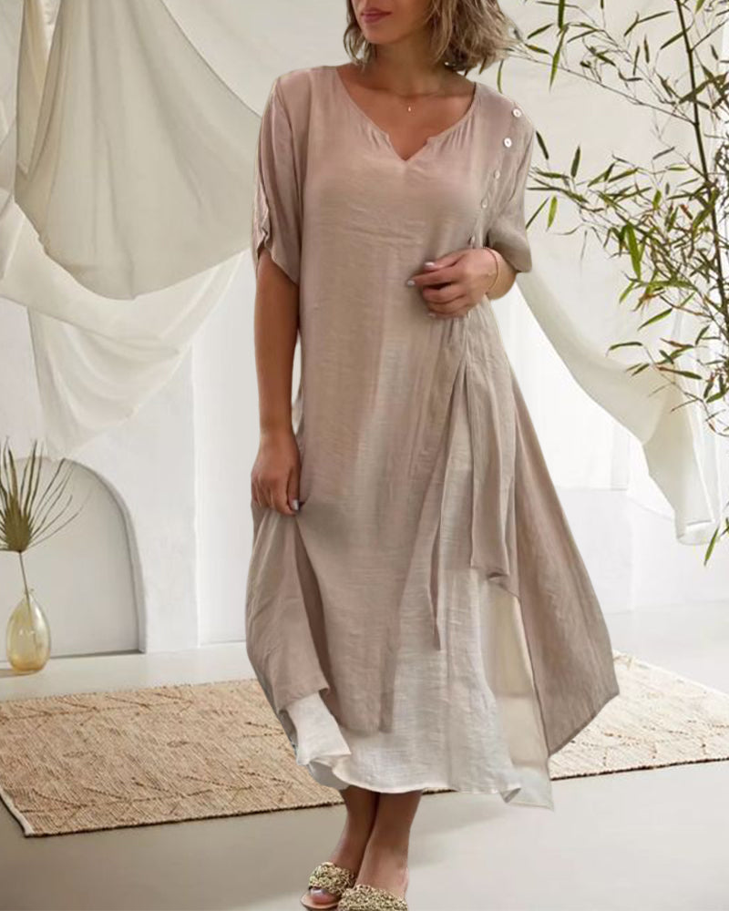 Caroline - Short Sleeve Asymmetric Dress
