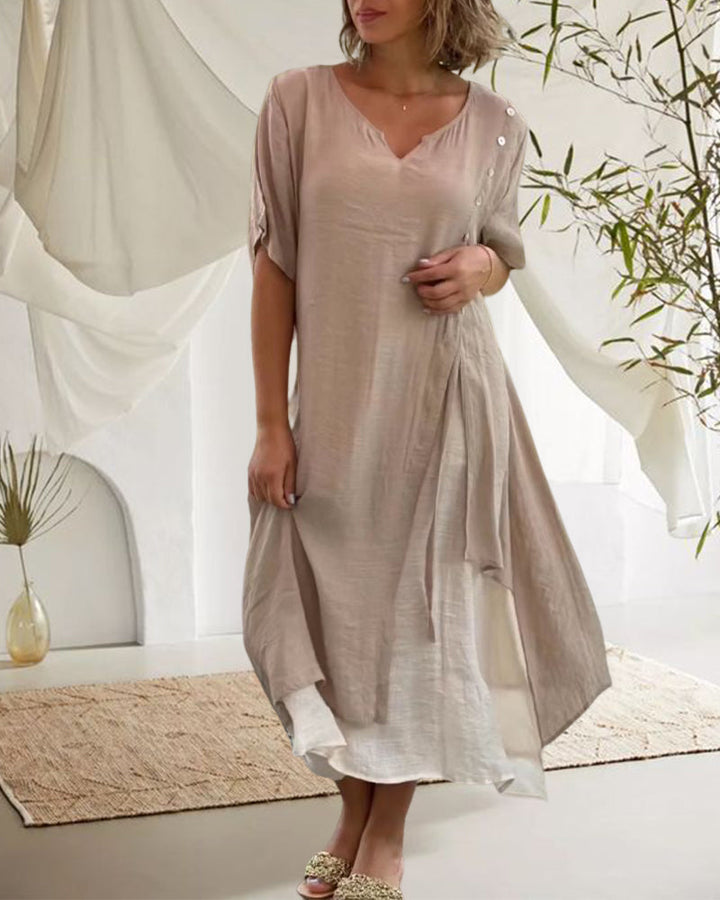Caroline - Short Sleeve Asymmetric Dress