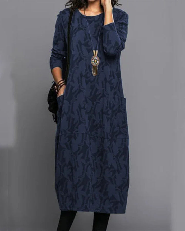 Freya - Long sleeve pocket dress with print