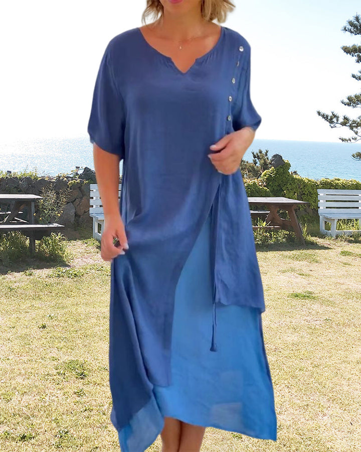 Caroline - Short Sleeve Asymmetric Dress
