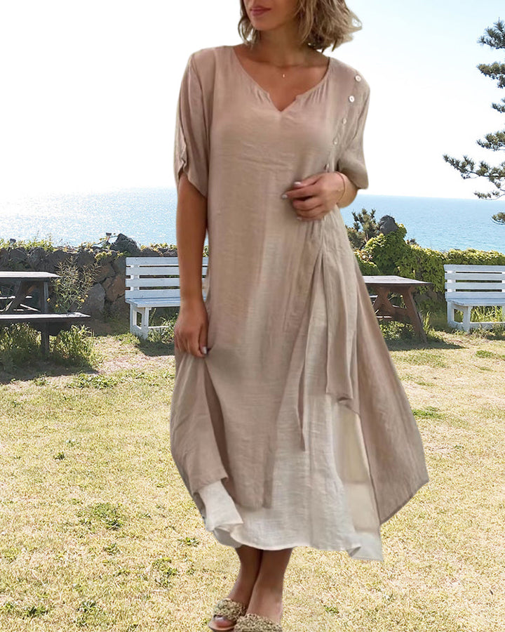 Caroline - Short Sleeve Asymmetric Dress