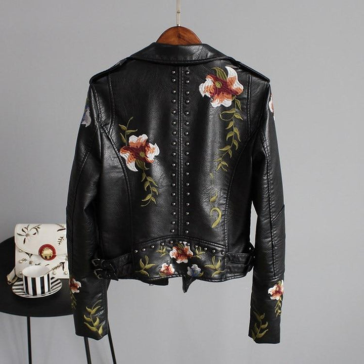 ELLA - STYLISH EMBROIDERED LEATHER JACKET