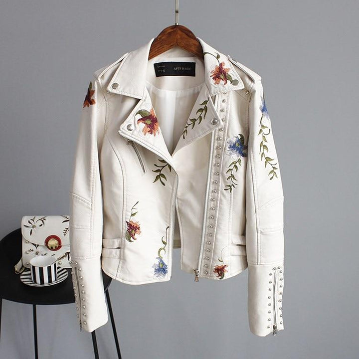 ELLA - STYLISH EMBROIDERED LEATHER JACKET