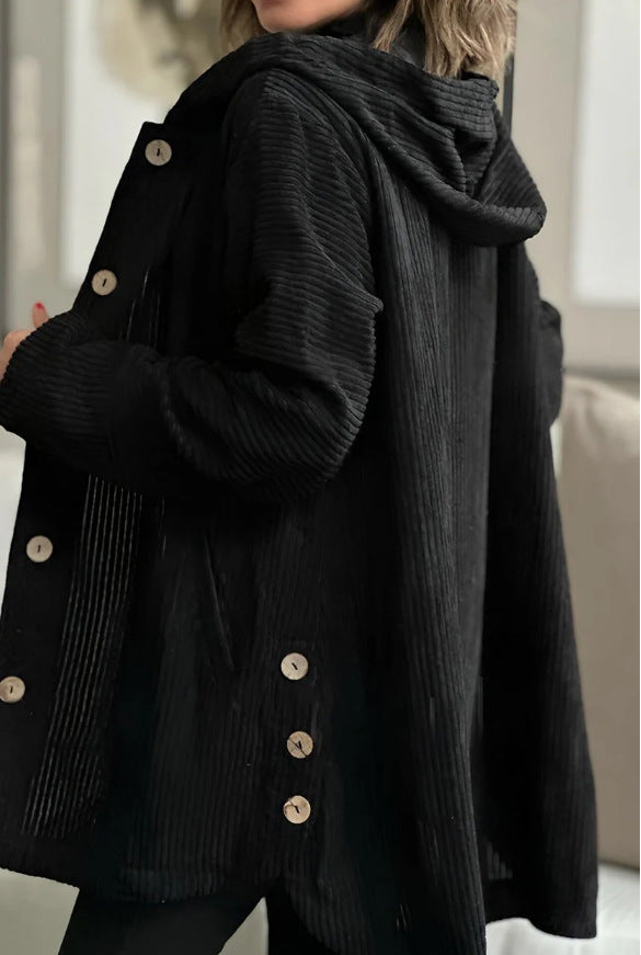 Laurel - Cosy Hooded Cord Coat