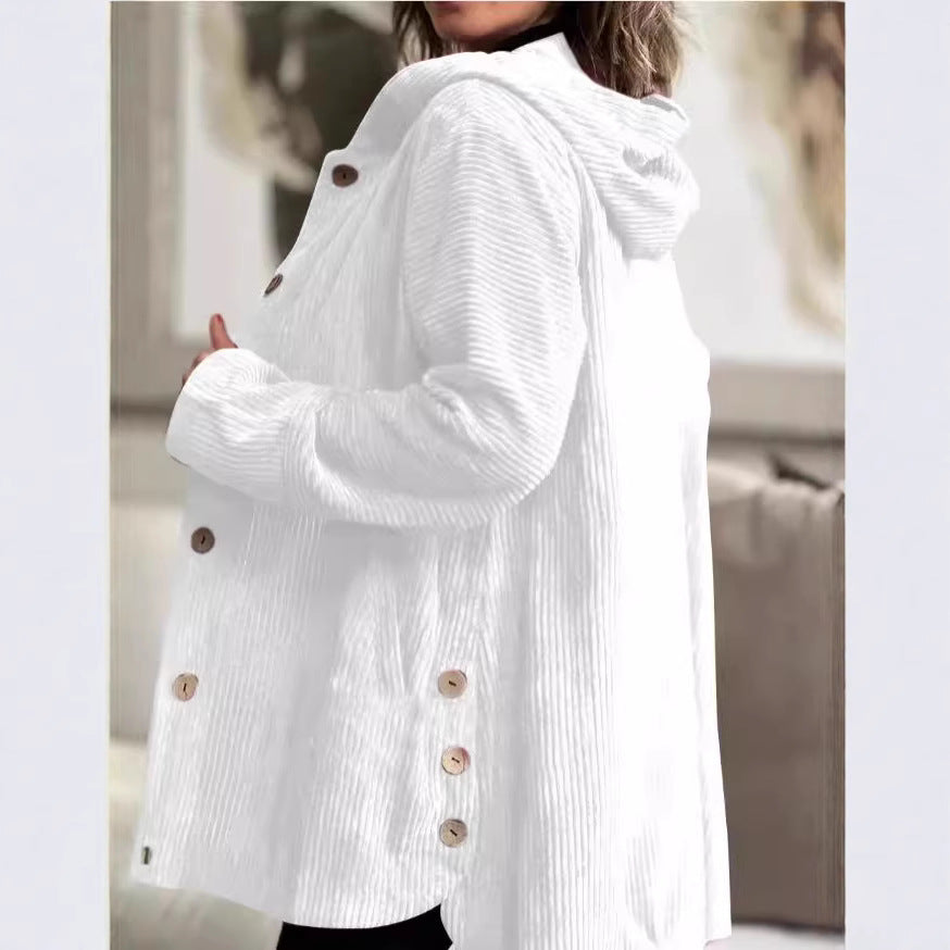 Laurel - Cosy Hooded Cord Coat