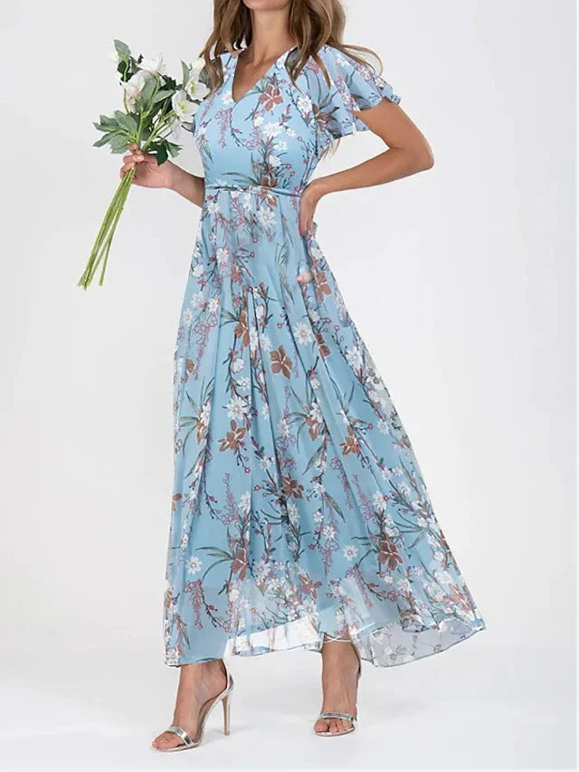 Anette | Floral Dress with Ruffle Sleeves