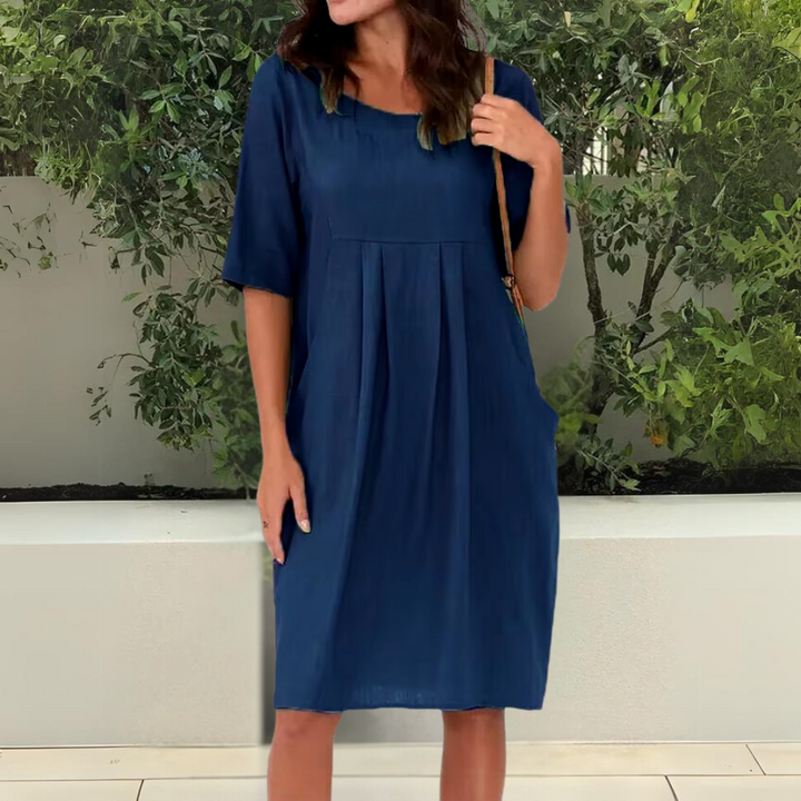 Sophia - Loose Cotton Dress With Pocket