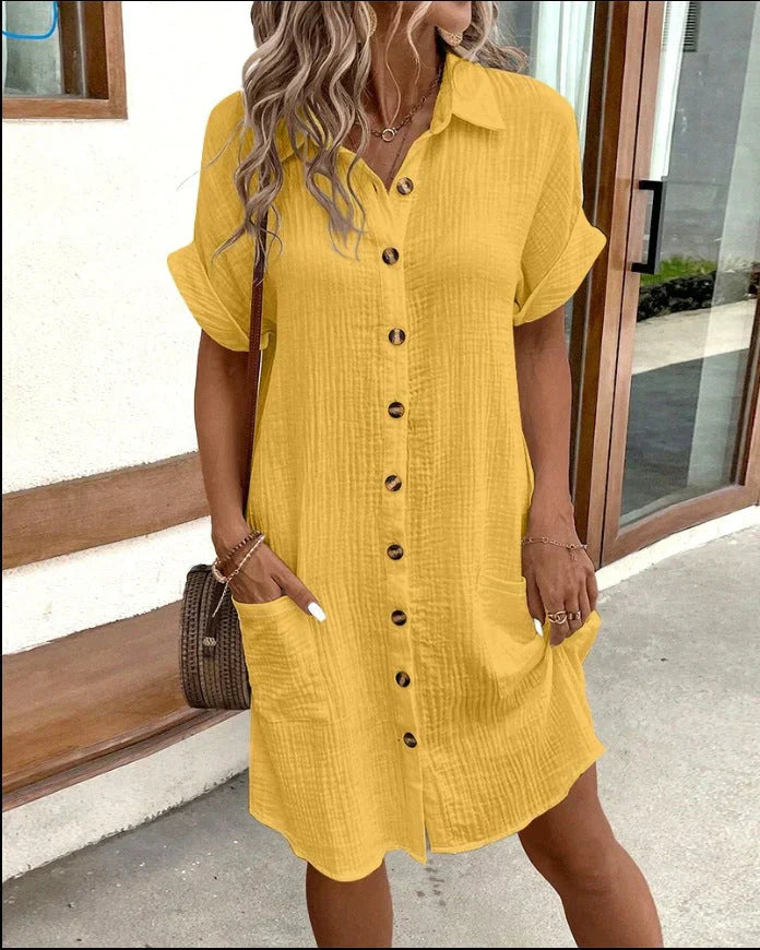 Renata - Oversized polo dress in woven fabric