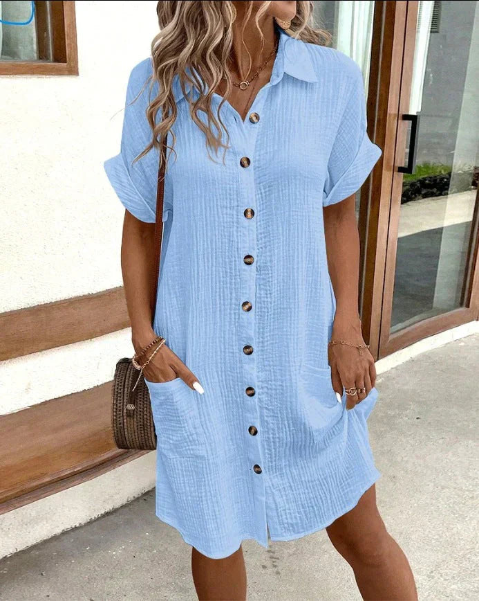 Renata - Oversized polo dress in woven fabric