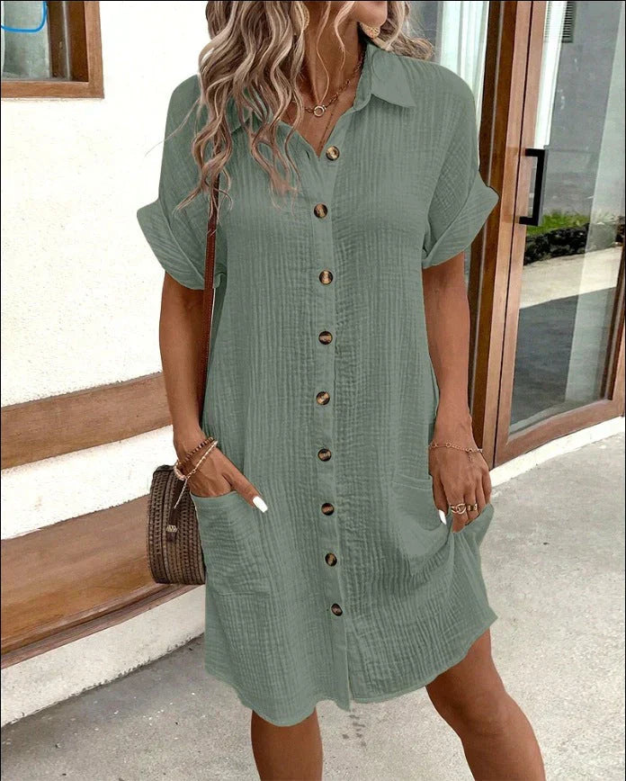 Renata - Oversized polo dress in woven fabric