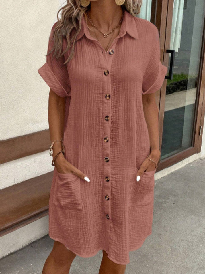 Renata - Oversized polo dress in woven fabric