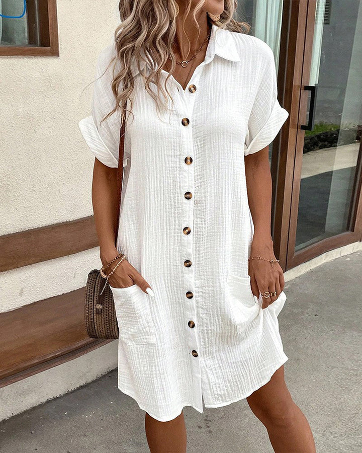 Renata - Oversized polo dress in woven fabric