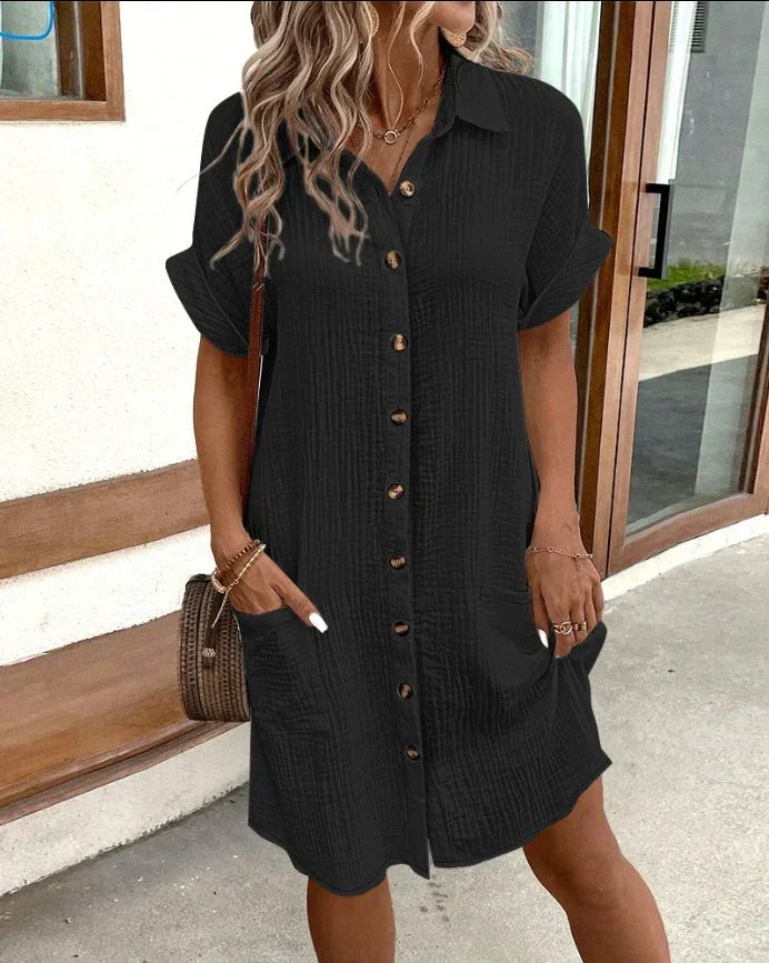 Renata - Oversized polo dress in woven fabric