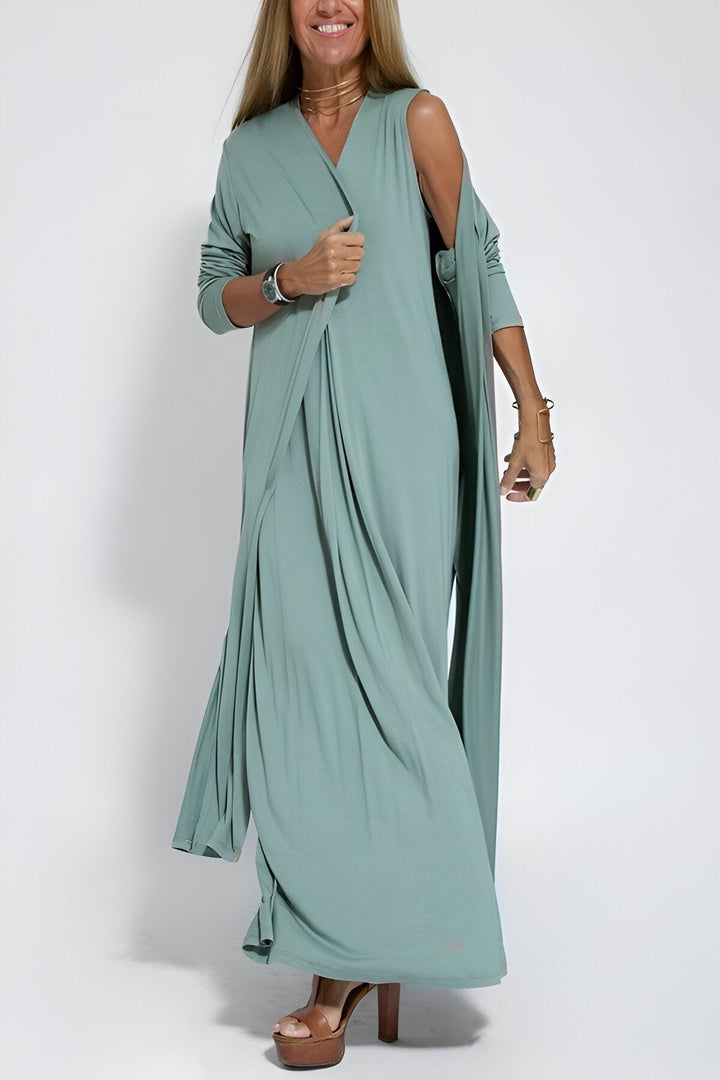 Hannah - Elegant Long Dress + Free Matching Cardigan
