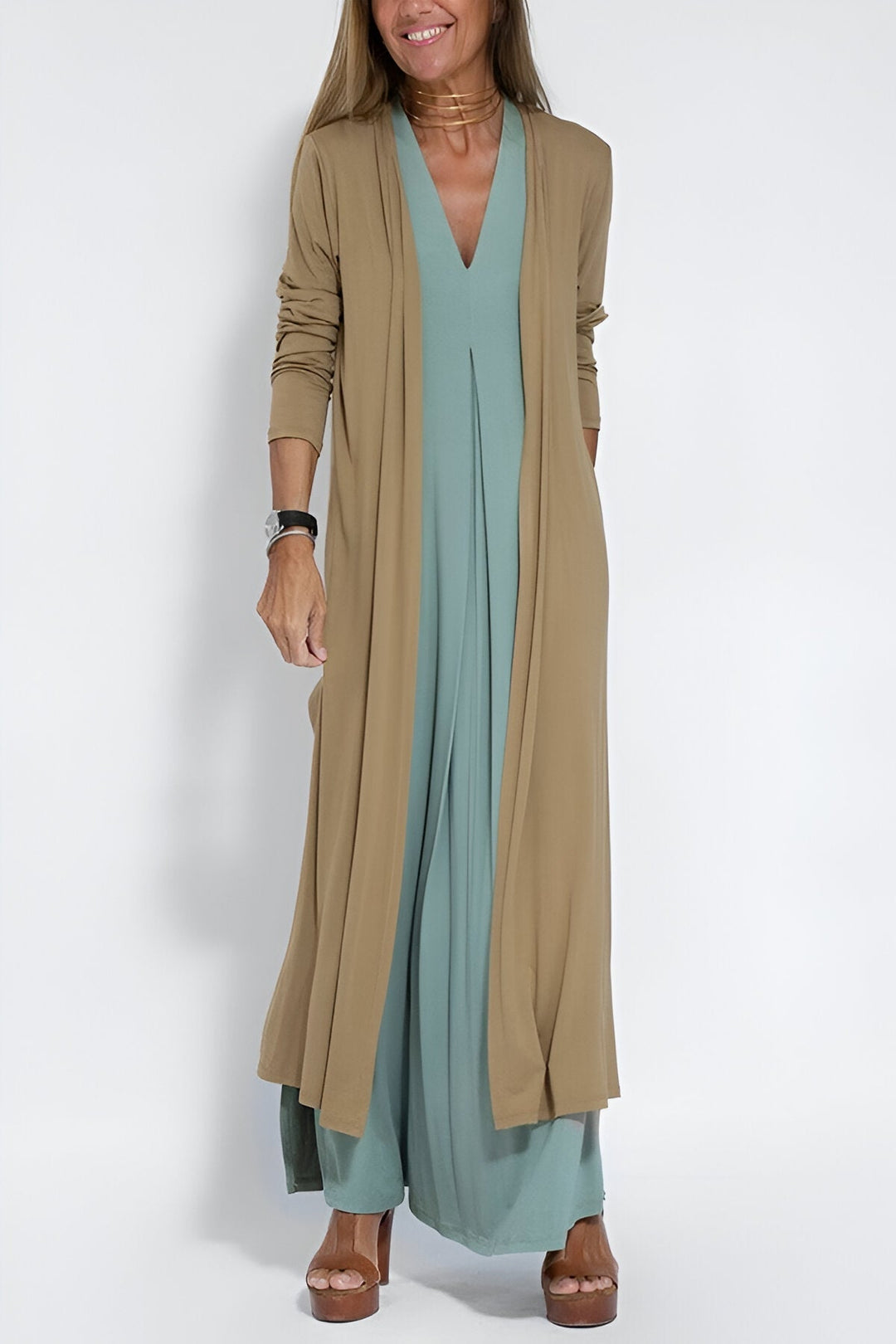 Hannah - Elegant Long Dress + Free Matching Cardigan