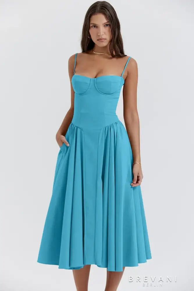 Ellie - Sleeveless Corset Midi Dress - Attractive Fit
