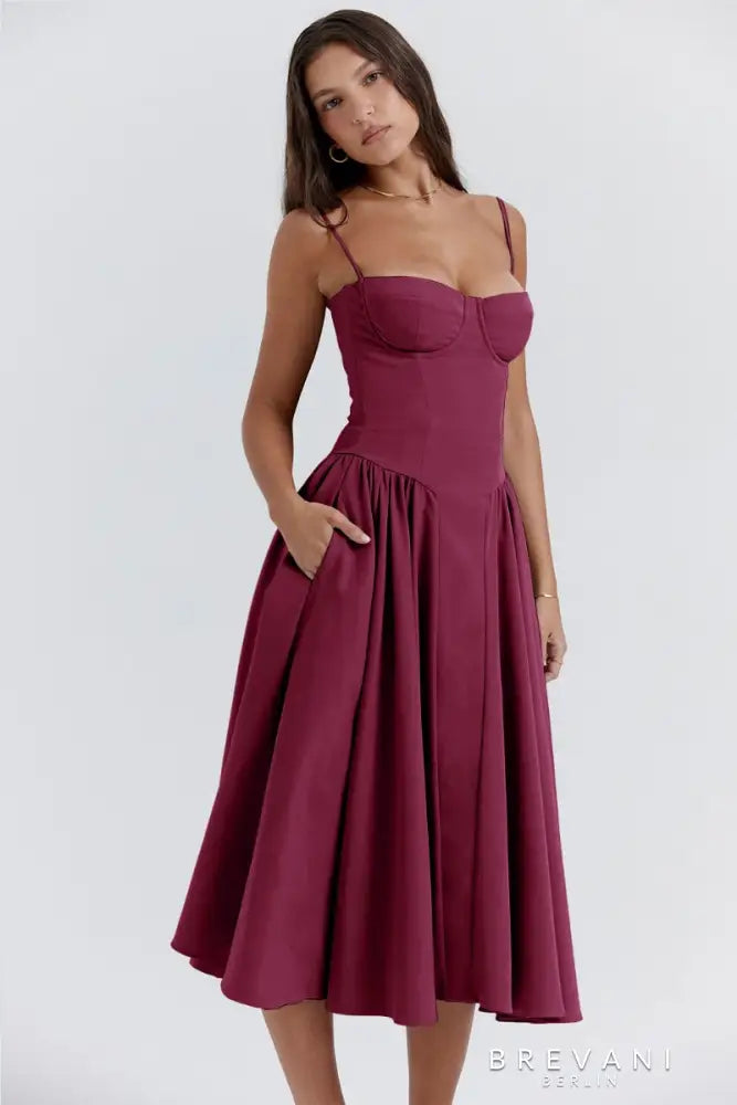 Ellie - Sleeveless Corset Midi Dress - Attractive Fit
