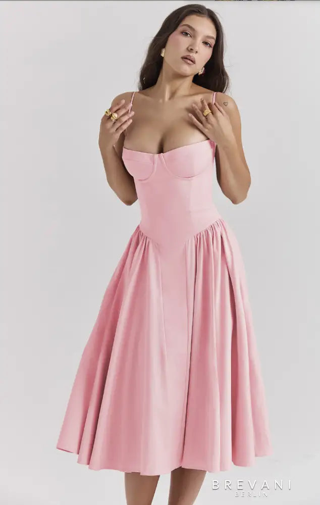 Ellie - Sleeveless Corset Midi Dress - Attractive Fit