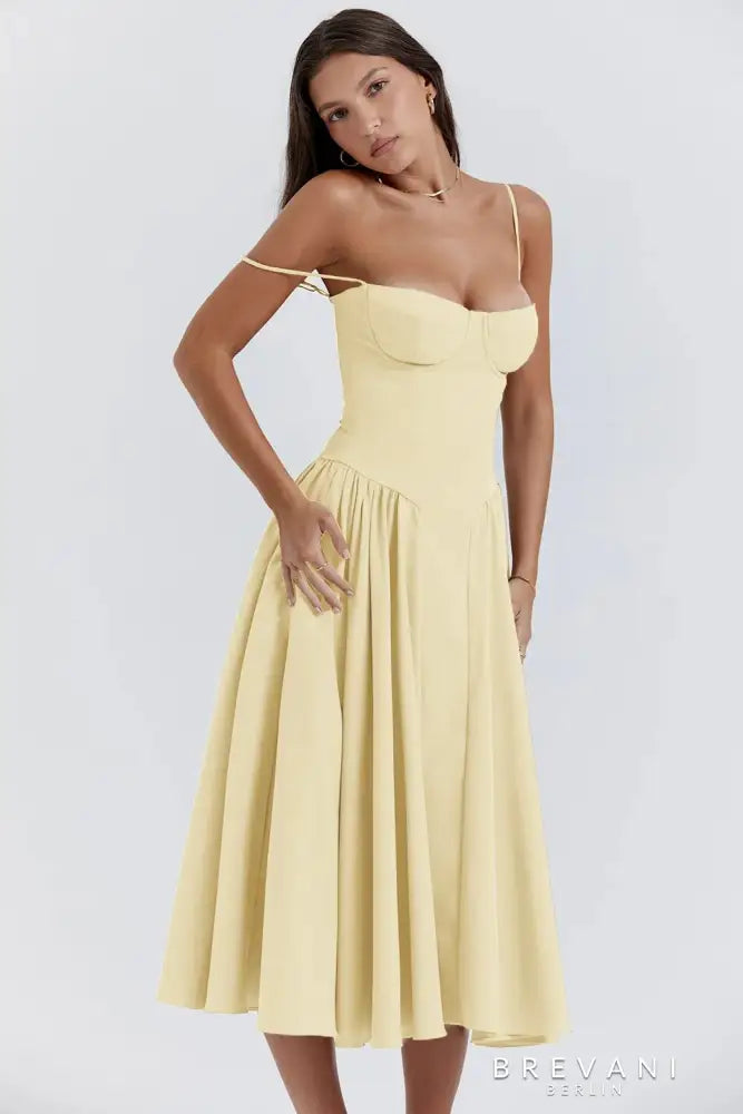 Ellie - Sleeveless Corset Midi Dress - Attractive Fit