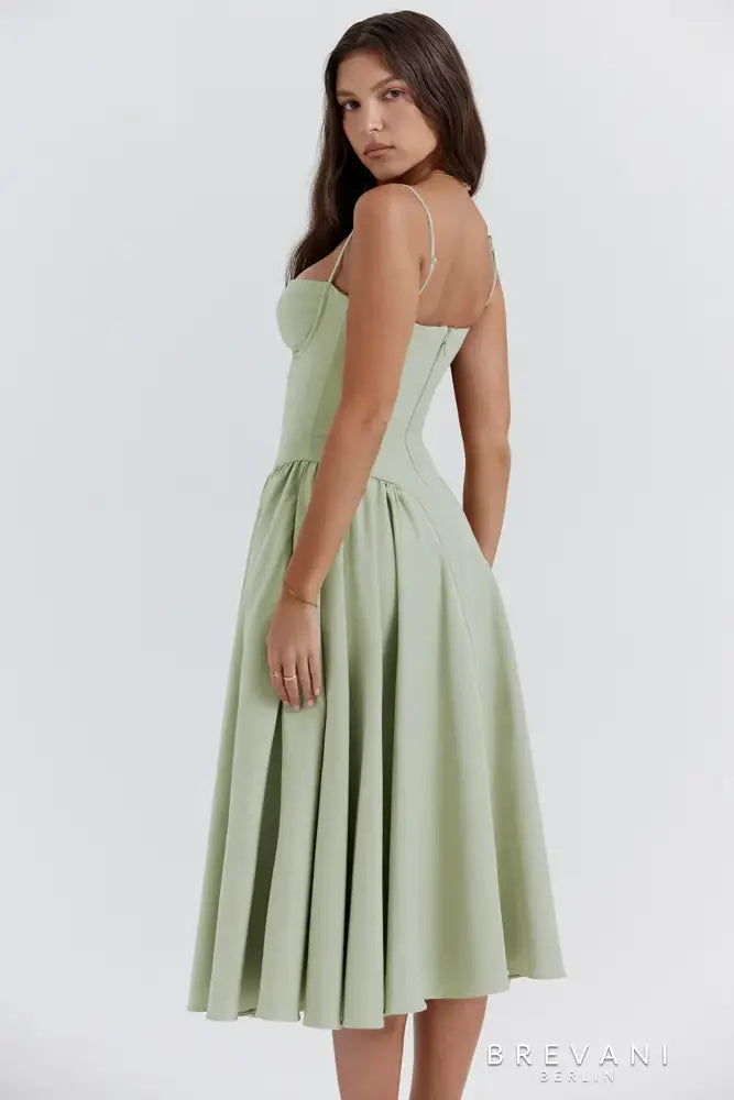 Ellie - Sleeveless Corset Midi Dress - Attractive Fit