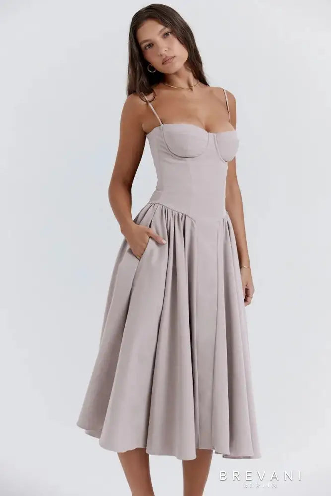 Ellie - Sleeveless Corset Midi Dress - Attractive Fit