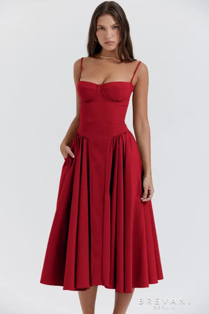 Ellie - Sleeveless Corset Midi Dress - Attractive Fit