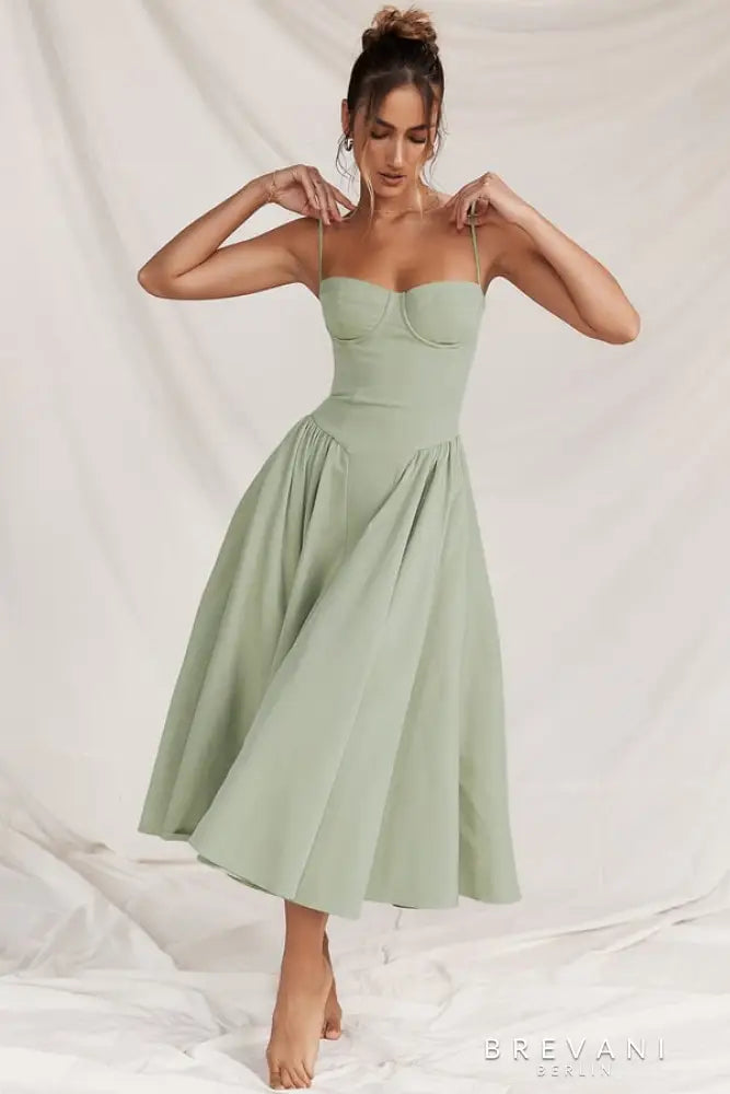 Ellie - Sleeveless Corset Midi Dress - Attractive Fit