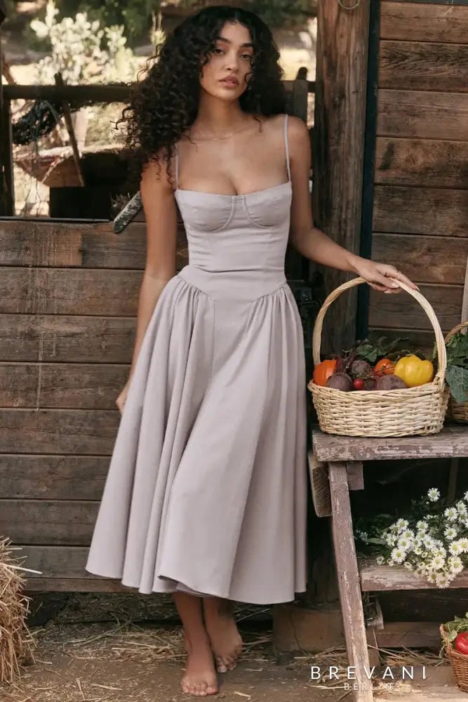 Ellie - Sleeveless Corset Midi Dress - Attractive Fit