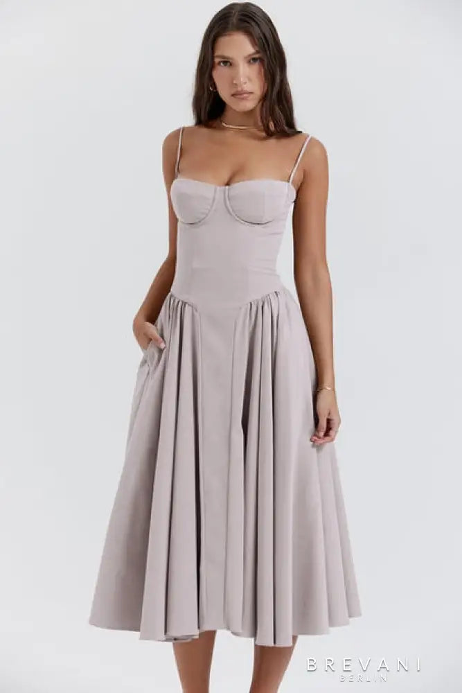 Ellie - Sleeveless Corset Midi Dress - Attractive Fit