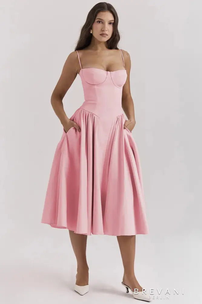 Ellie - Sleeveless Corset Midi Dress - Attractive Fit