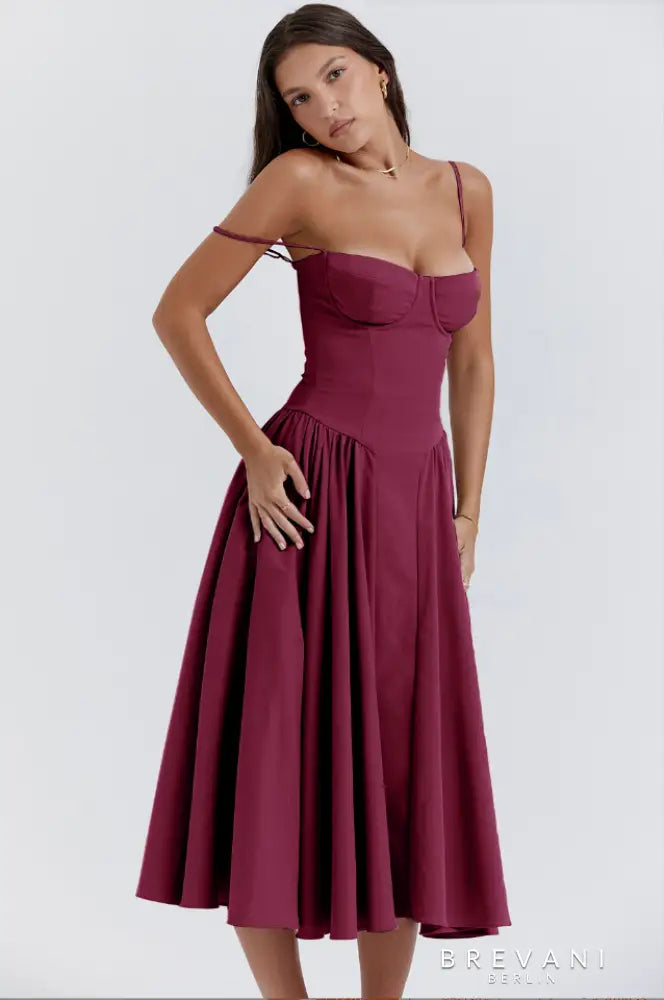 Ellie - Sleeveless Corset Midi Dress - Attractive Fit