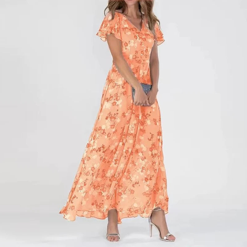 Anette | Floral Dress with Ruffle Sleeves