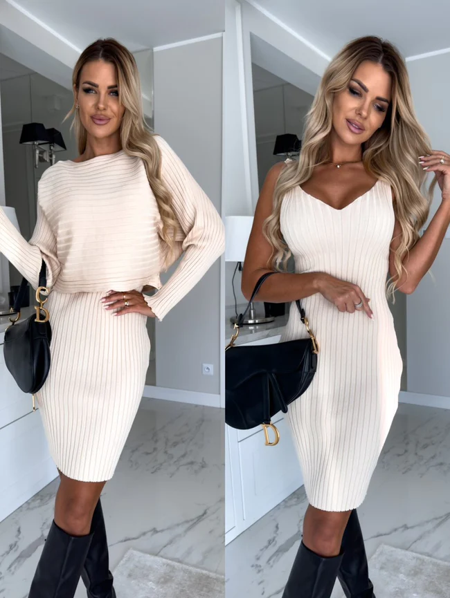 Britanny - Sleeveless Dress with Sweater Set