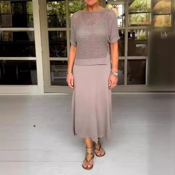 Alma - Elegant 2-Piece Dress + Openwork Top