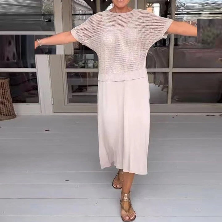 Alma - Elegant 2-Piece Dress + Openwork Top